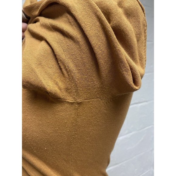 Anthropologie GUINEVERE Silk XS Cardigan Womens Large 3/4 Sleeve Orange Tan - Picture 7 of 11
